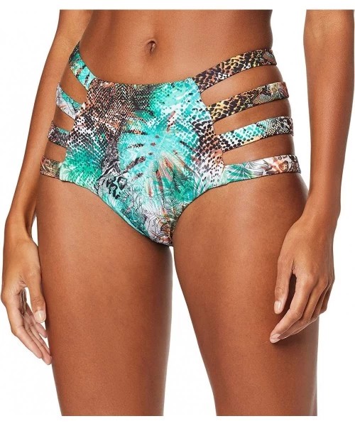 Bottoms High-Waist Cut-Out Bikini Bottom - Turquoise - CU12G3IURKR