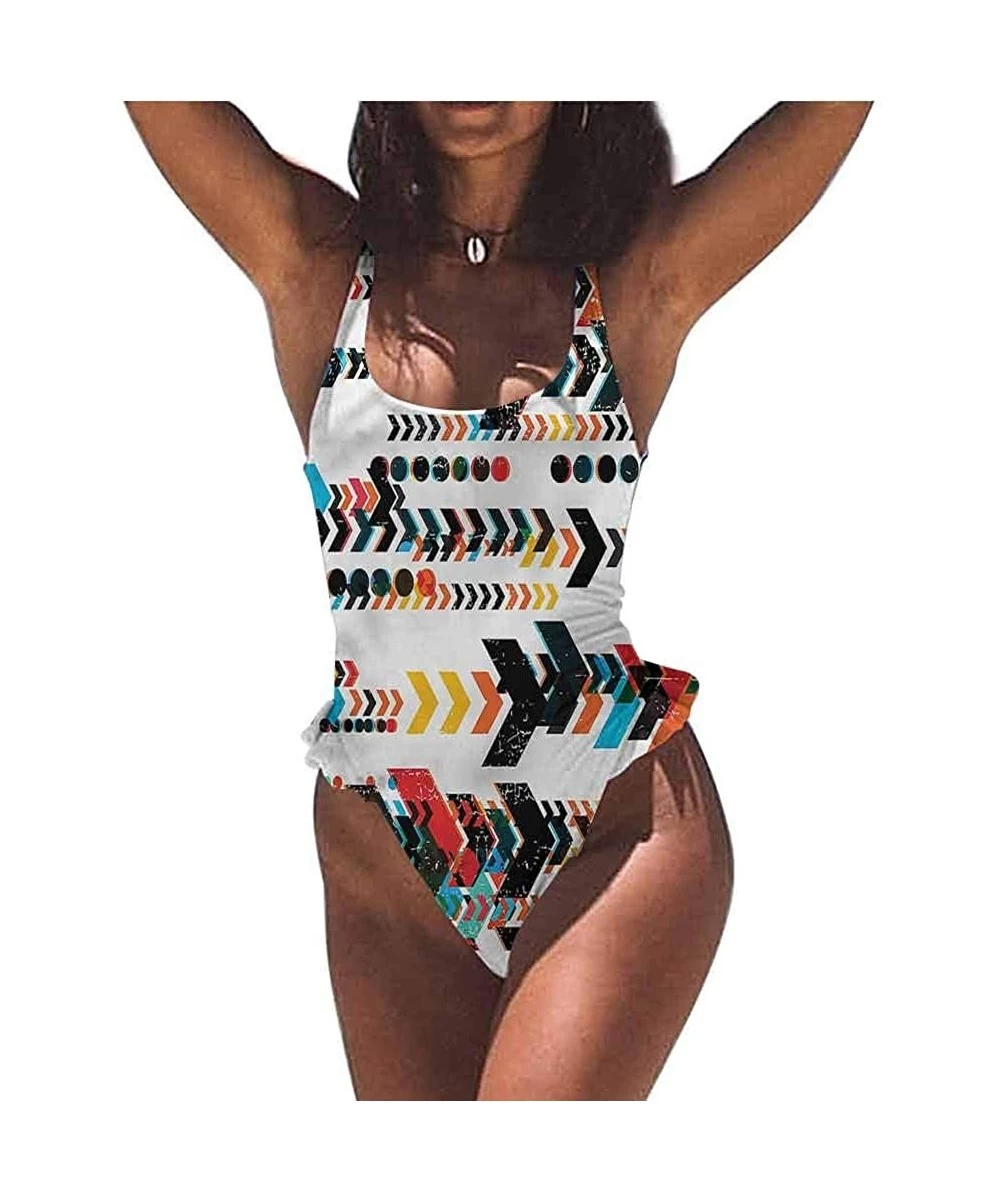 Bottoms Women's Bathing Suits Fractal- Eye Symbol Art for Bridal Wedding Gift - Multi 14-one-piece Swimsuit - CF19E79S585