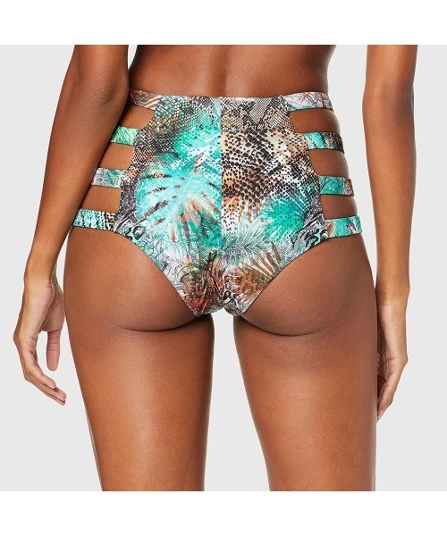 Bottoms High-Waist Cut-Out Bikini Bottom - Turquoise - CU12G3IURKR