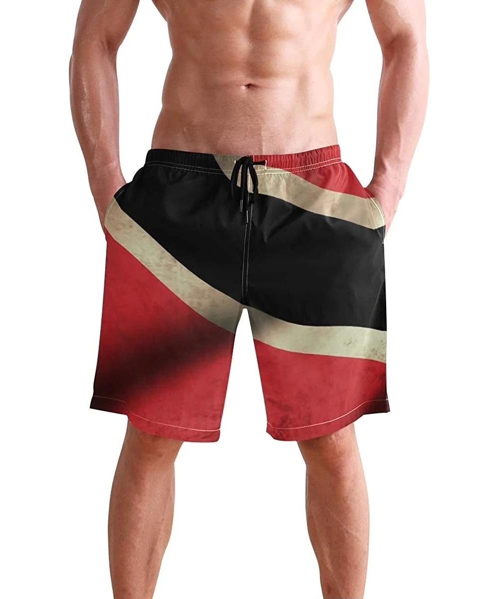 Racing Men's Swim Trunks Waving Transgender Pride Flag Quick Dry Beach Board Shorts with Pockets - Trinidad & Tobago Flag Wav...