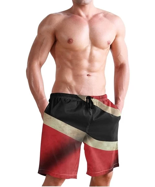 Racing Men's Swim Trunks Waving Transgender Pride Flag Quick Dry Beach Board Shorts with Pockets - Trinidad & Tobago Flag Wav...