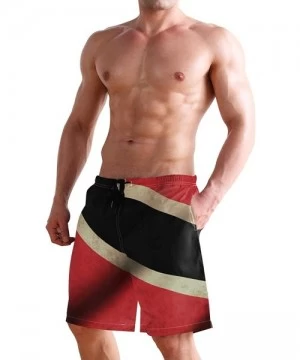 Racing Men's Swim Trunks Waving Transgender Pride Flag Quick Dry Beach Board Shorts with Pockets - Trinidad & Tobago Flag Wav...