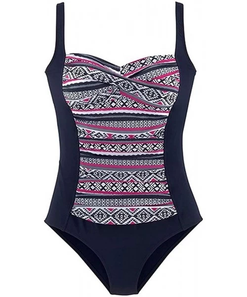 One-Pieces Women's Vintage Floral Push up One Piece Swimsuits Tummy Control Plus Size Swimwear Bathing Suit - Kt01 - CJ18C5Z2XX6