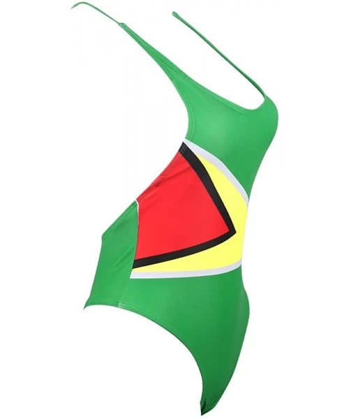 One-Pieces Women's One Piece Caribbean Flag Rasta Monokini Thong Swimsuit Swimwear Bathing Suit - Guyana - C218DAYOSR8