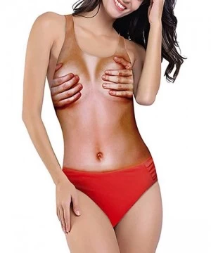 One-Pieces Women Sexy High Cut One Piece Swimsuit Funny Bathing Suit Monokini Swimwear - Red - CT18TDACU2G