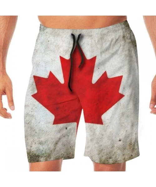 Board Shorts Men Beach Shorts Swim Trunks Chicago State Flag City Wall Swimwear Boardshorts - Canada Flag Grunge Design - CY1...