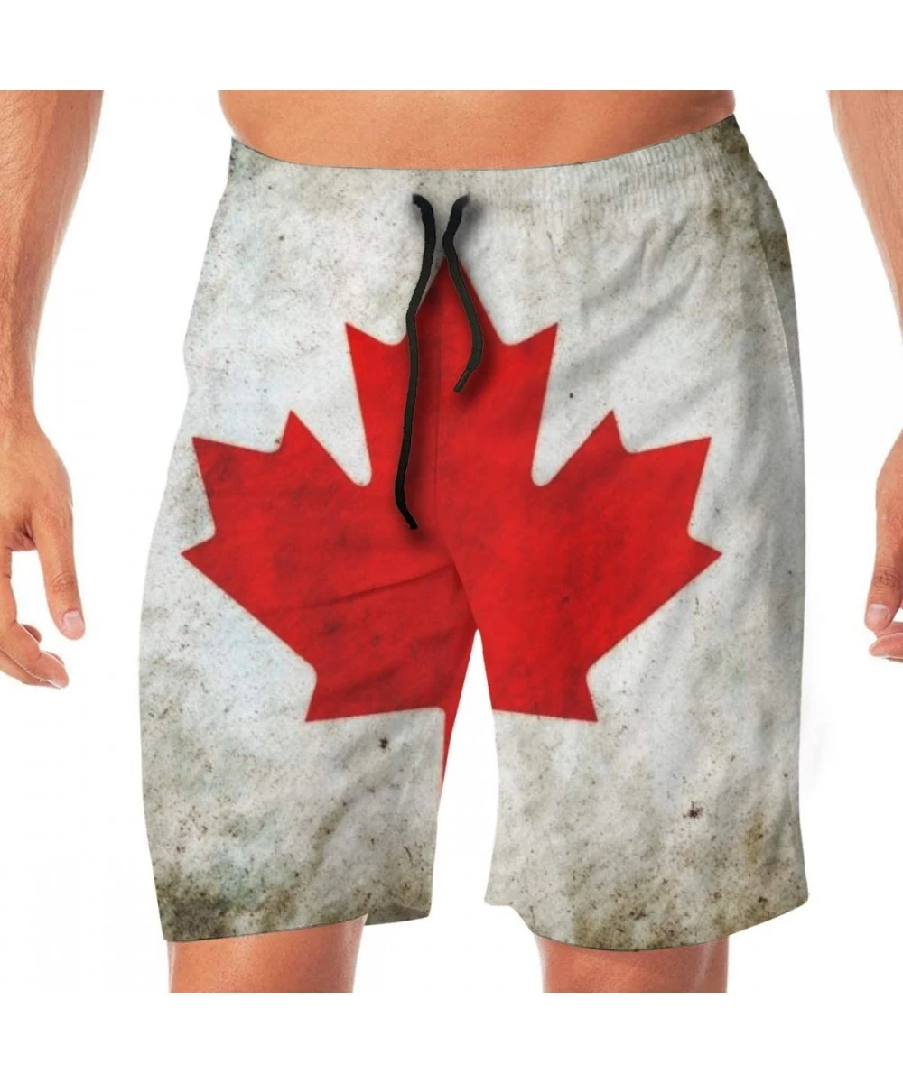 Board Shorts Men Beach Shorts Swim Trunks Chicago State Flag City Wall Swimwear Boardshorts - Canada Flag Grunge Design - CY1...