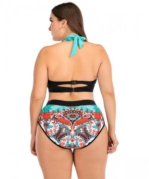 Racing Plus Size Womens High-Waisted Bikini Set Two Pieces Beach Swimwear Bathing Suit Swimsuits - 09 Multicolor - C9194DAAE0Y