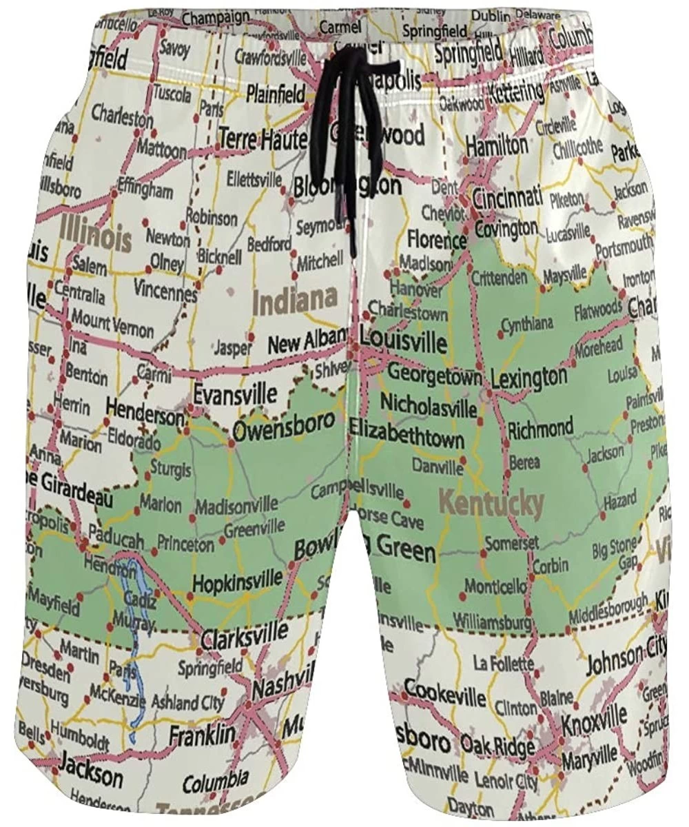 Board Shorts Men's Quick Dry Swim Trunks with Pockets Beach Board Shorts Bathing Suits - Kentucky Highways Map - CU19529Y96W