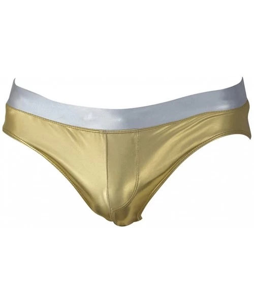 Briefs Swimwear Men's Swimsuits Board Shorts Swim Beach Surf Trunks Lightweight Quick Drying Boxer Briefs - Gold - C9193W8HU28