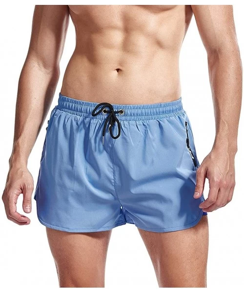 Board Shorts Mens 2-in-1 Workout Running Shorts Quick Dry Swim Trunks with Compression Lining - Lightblue - CT194INW7WG