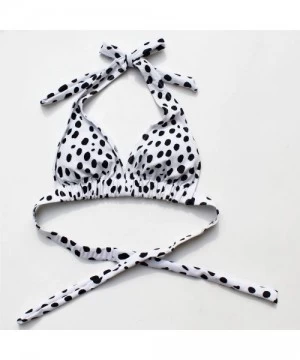 Sets Women's Halter Bikini Sets Padded High Waisted Swimsuits - Polka Dot Print-1 - C019CGYA3OG