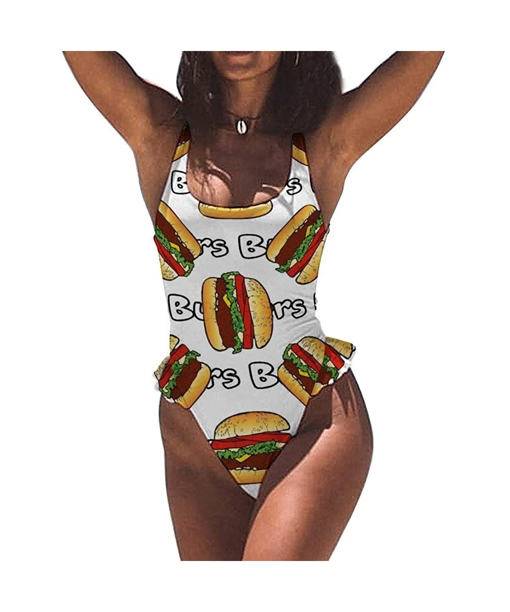 Rash Guards Hamburger Design Sexy One-Piece Party Push Up Tankini Cheeky Classic Skirt for Womens - Style1-3 - CJ19DI4L6Y3