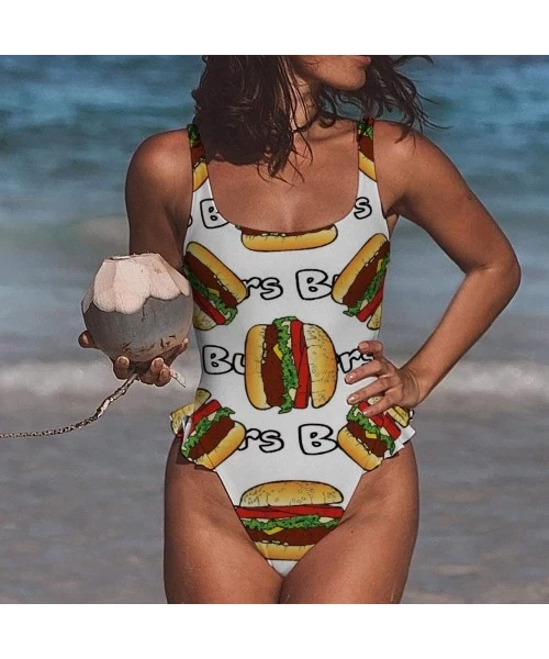 Rash Guards Hamburger Design Sexy One-Piece Party Push Up Tankini Cheeky Classic Skirt for Womens - Style1-3 - CJ19DI4L6Y3