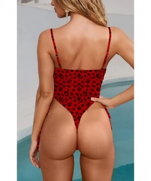 One-Pieces Swimsuits Bathing Suits Women Sexy Monokini Cut Out Bikini One Piece Cheeky Swimwear - Z-leopard - CB19CG8HI75