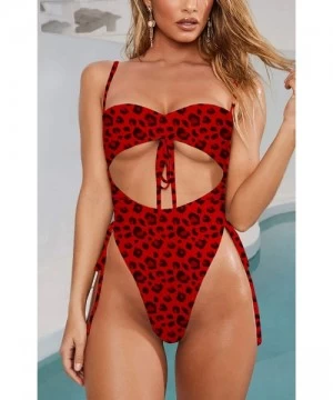 One-Pieces Swimsuits Bathing Suits Women Sexy Monokini Cut Out Bikini One Piece Cheeky Swimwear - Z-leopard - CB19CG8HI75