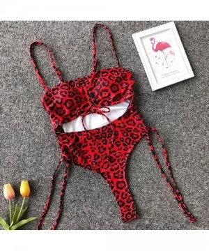 One-Pieces Swimsuits Bathing Suits Women Sexy Monokini Cut Out Bikini One Piece Cheeky Swimwear - Z-leopard - CB19CG8HI75