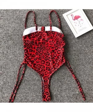 One-Pieces Swimsuits Bathing Suits Women Sexy Monokini Cut Out Bikini One Piece Cheeky Swimwear - Z-leopard - CB19CG8HI75