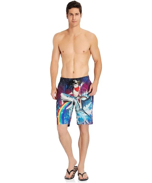 Board Shorts Men's Cool Swimtrunks Quick Dry 3D Printed Casual Hawaiian Mesh Lining Beach Board Shorts with Pockets S-XXXL - ...