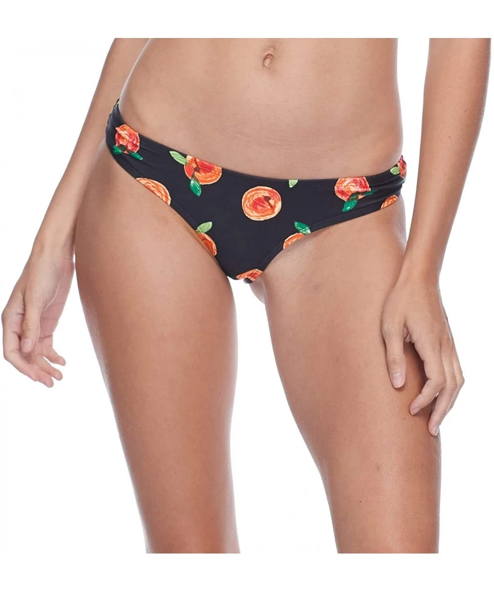 Tankinis Women's Ariel Low Rise Bikini Bottom Swimsuit - Black Peach Print - CE18ZQC3Z7Y