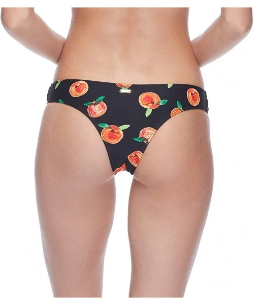 Tankinis Women's Ariel Low Rise Bikini Bottom Swimsuit - Black Peach Print - CE18ZQC3Z7Y