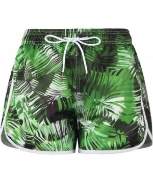 Board Shorts Women's Floral Printed Swim Trunks Beachwear Water Sports Board Shorts - Green - C818QW76QO6