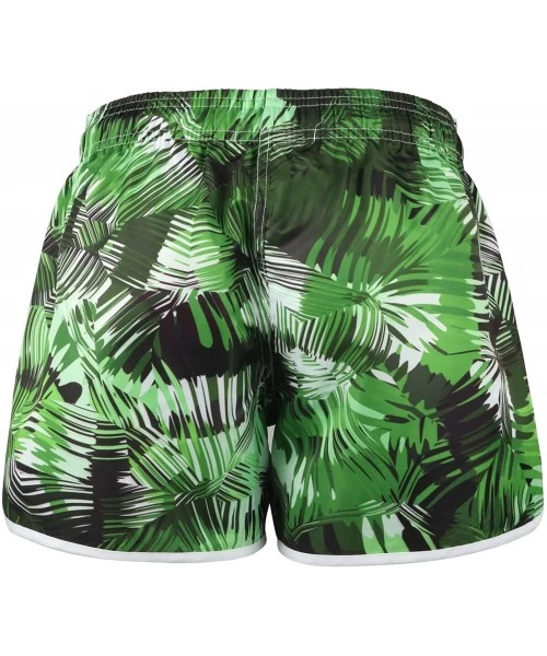 Board Shorts Women's Floral Printed Swim Trunks Beachwear Water Sports Board Shorts - Green - C818QW76QO6