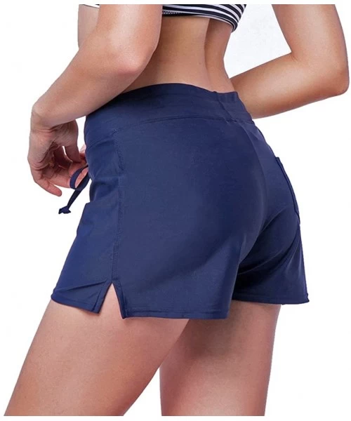 Board Shorts Women's Side Shirred Swim Shorts Board Short Tankini Bottom Trunks | Plus Size | Comfort Quick Dry - Dark Blue -...