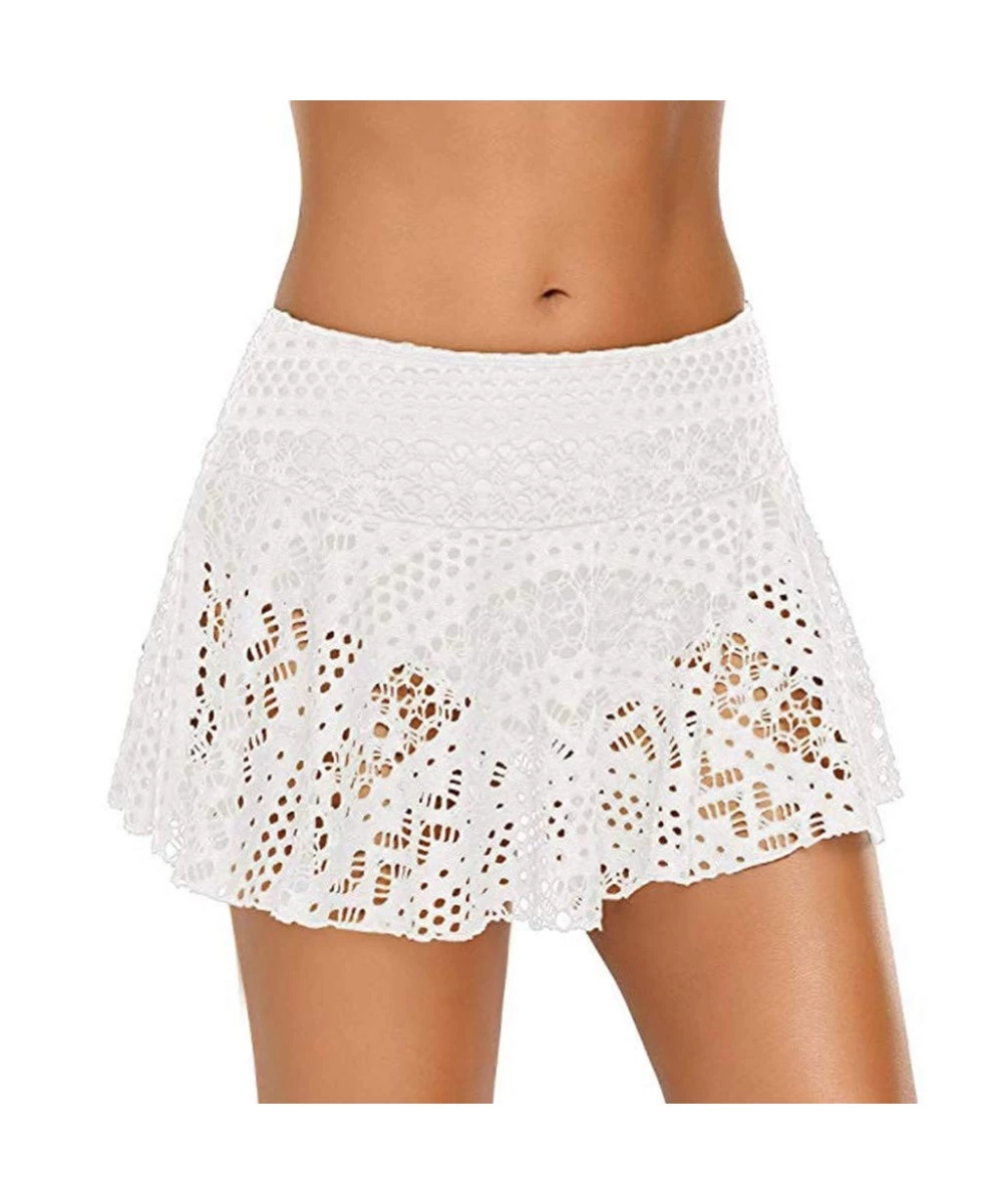 Bottoms Bikini Swimsuit for Women- Lace Crochet Skirted Bikini Bottom Swimsuit Short Skort Swim Skirt high Waisted Bikini Bot...