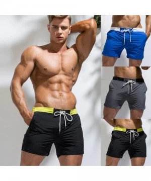 Trunks Mens Casual Pure Color Athletic 5 Inch Inseam Elastic Waist Athletic Shorts Drawstring Beach Swim Trunk Gym Pants - A0...