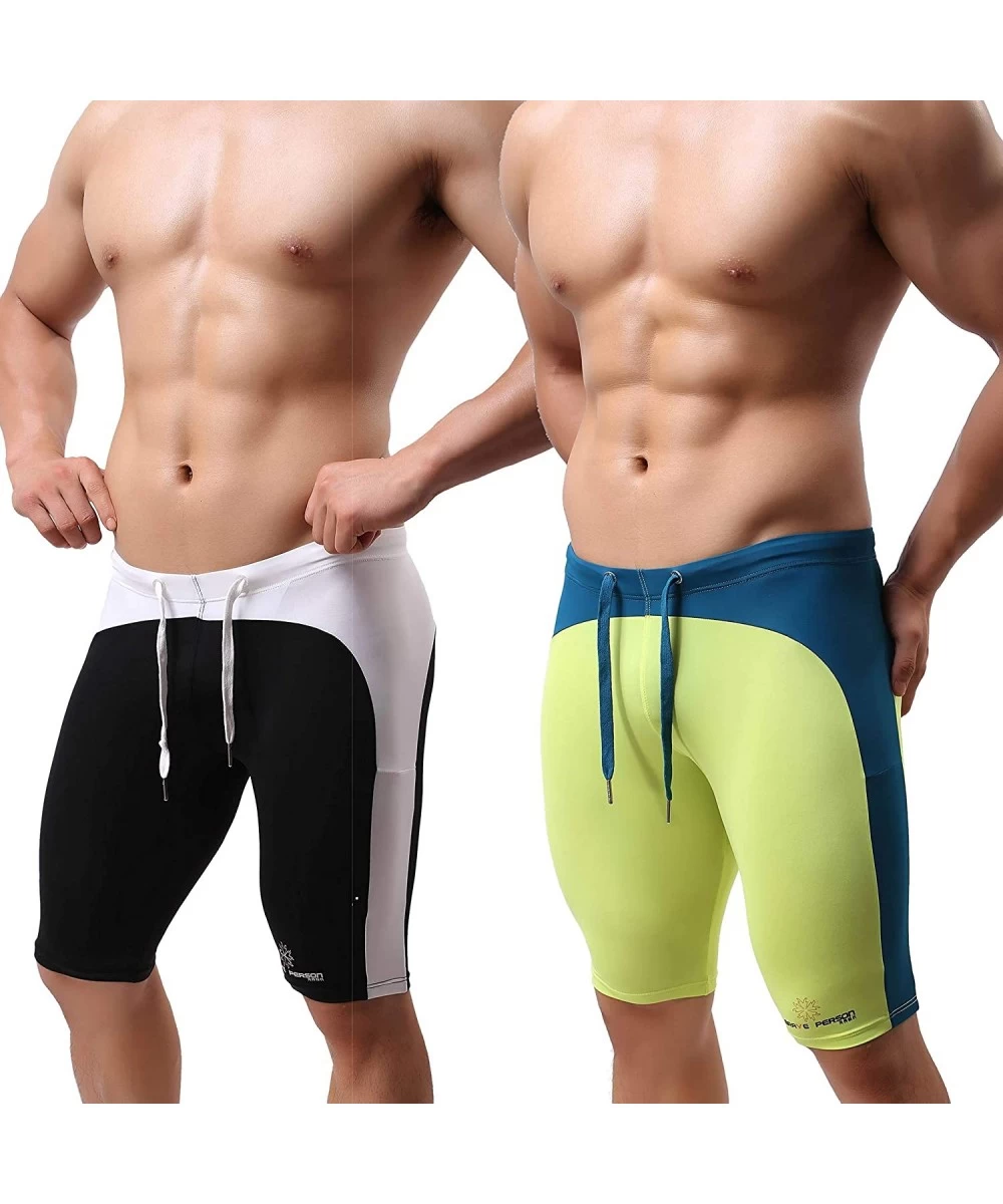 Trunks Fashion Soft Smooth Swimming Trunks Men's Sports Shorts Beach Pants B0005 - Black/Green - CH12GRMC1RL