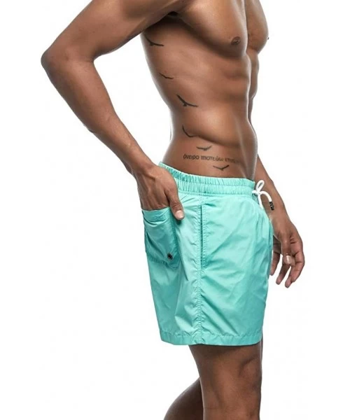 Trunks Men's Shorts Swim Trunks Quick Dry Beach Surfing Running Swimming Watershort - Green - CQ1999LIA9O