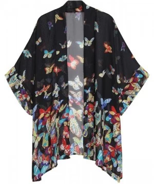 Cover-Ups Women's Tops Loose Chiffon Kimono Cardigan Beach Swim Cover up Blouse - Bbf - CF18GR0T6YW