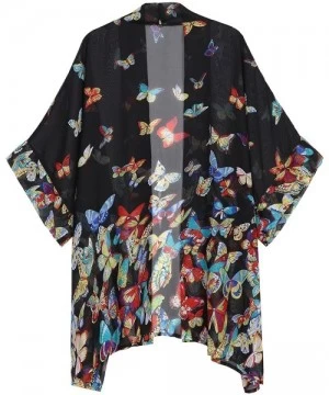 Cover-Ups Women's Tops Loose Chiffon Kimono Cardigan Beach Swim Cover up Blouse - Bbf - CF18GR0T6YW