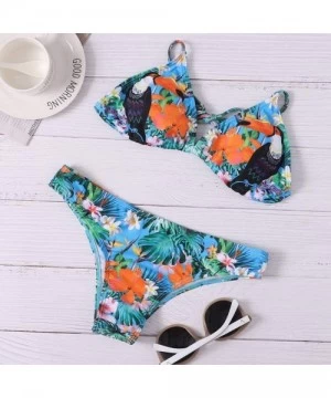 Sets Summer Womens Swimwear- Low Waist Floral Print Criss Cross Bikini Set Swimming Two Piece Swimsuits Bathing Suit - 019- B...