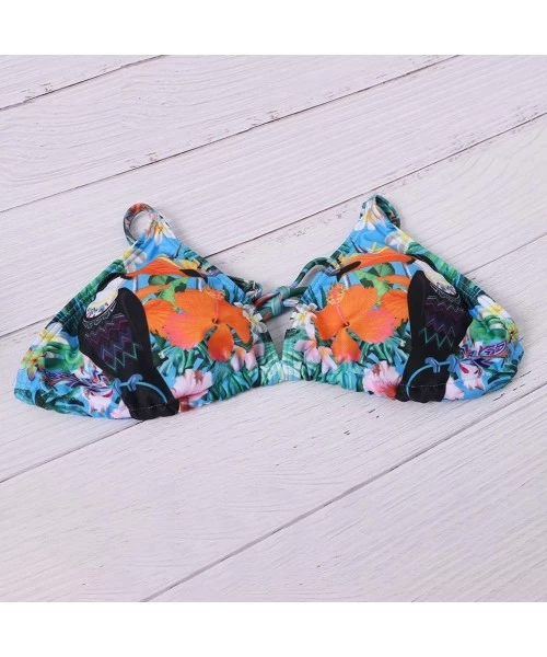 Sets Summer Womens Swimwear- Low Waist Floral Print Criss Cross Bikini Set Swimming Two Piece Swimsuits Bathing Suit - 019- B...