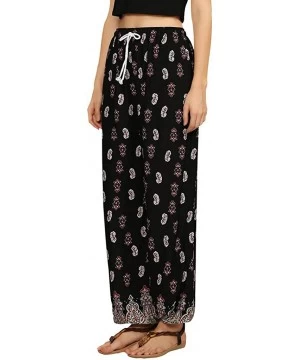 Board Shorts Women's Comfy Casual Pajama Pants Floral Print Drawstring Palazzo Lounge Pants Wide Leg - A4-black - C718U3A0I2D