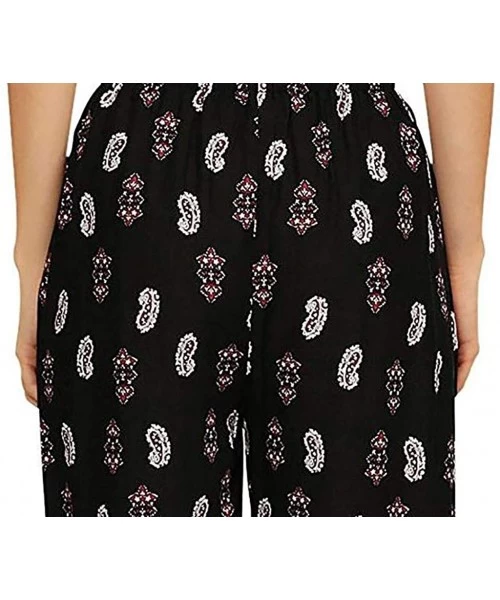 Board Shorts Women's Comfy Casual Pajama Pants Floral Print Drawstring Palazzo Lounge Pants Wide Leg - A4-black - C718U3A0I2D