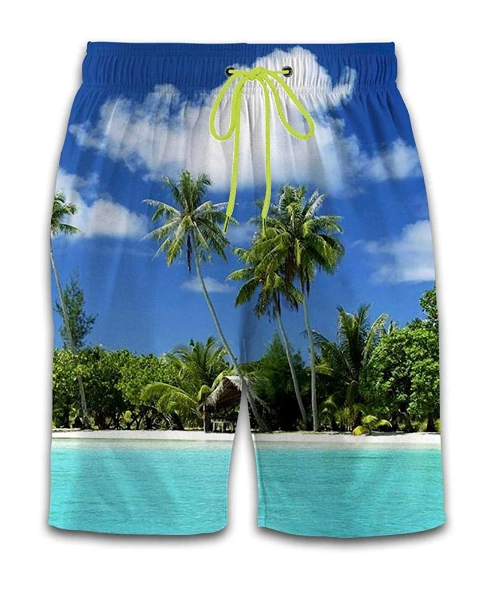 Board Shorts Abstract Swim Trunks Surf Quick Dry Men's Swim Shorts Swimwear - Island - C419C5K82ZO