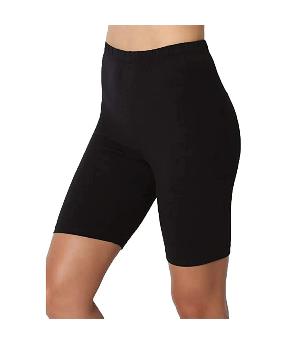 Board Shorts Women Sport Yoga Shorts Mid Cotton Spandex High Waist Active Sport Short Leggings - Black - CM190444SSR