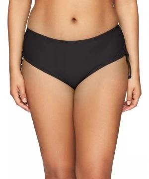 Tankinis Women's Plus Size High Waist Side Tie Hipster Bikini Swimsuit Bottom - Black - CZ185Q0XCDR