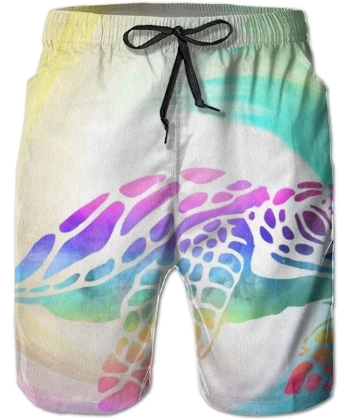 Board Shorts Men's Swim Trunks Quick Dry Beach Swim Shorts with Pockets Bathing Suits (Tie Dye Sea Turtle) - Tie Dye Sea Turt...