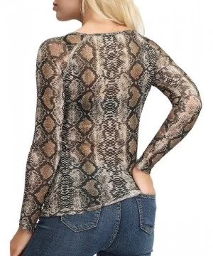 Cover-Ups Women's Basic Long Sleeves Mesh Sheer Tops - Snake Print - CF18SN3YD9U