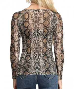 Cover-Ups Women's Basic Long Sleeves Mesh Sheer Tops - Snake Print - CF18SN3YD9U