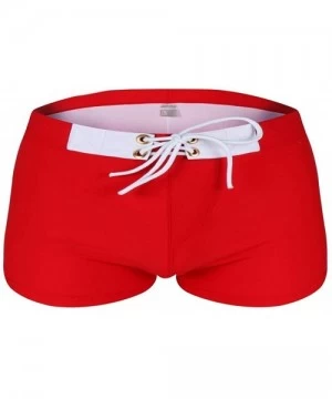 Racing Mens Shorts Swimsuits Square Leg Swimming Boxer Briefs Beach Swim Trunks - Red - CL18O3LI9NM