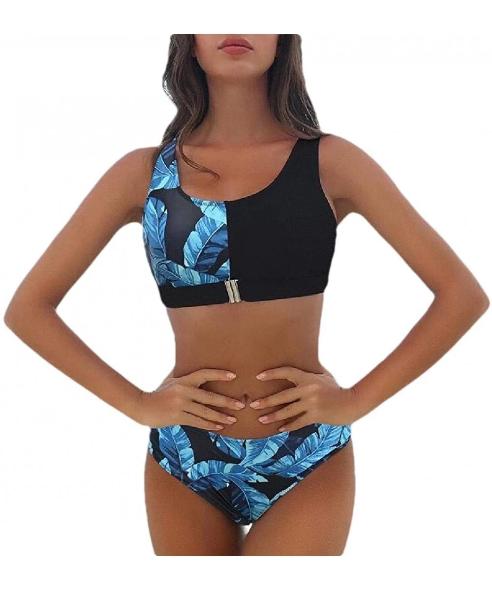 Sets GAGA Women Fashion High Waist Leopard Bikini Buckle Front Two Piece Swimsuits - 8 - CN1992Z0CSL