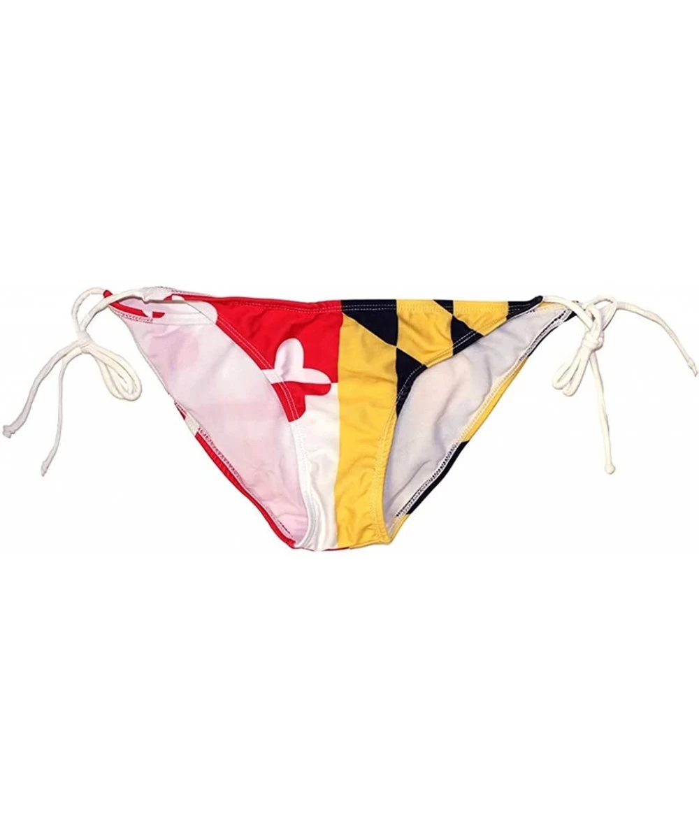 Bottoms Maryland Flag String Bikini Bottoms - White Strings - C0198E6ISUN