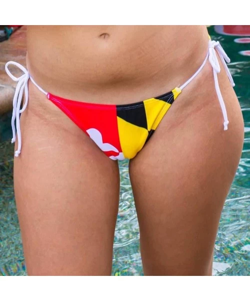 Bottoms Maryland Flag String Bikini Bottoms - White Strings - C0198E6ISUN