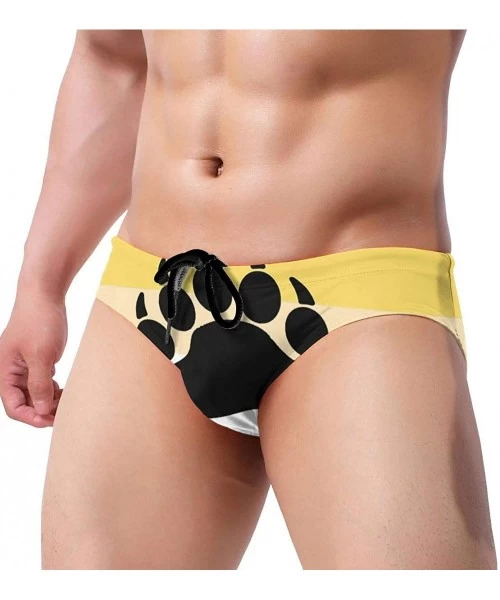 Briefs Men Boys Tie Rope Swim Briefs Triangle Bikini Swimwear - Gay Bear Paw Print Flag - C31976UQ30W