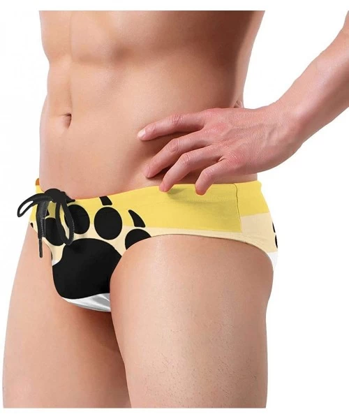 Briefs Men Boys Tie Rope Swim Briefs Triangle Bikini Swimwear - Gay Bear Paw Print Flag - C31976UQ30W